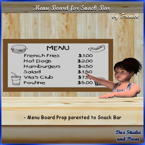 Menu Board for Snack Bar